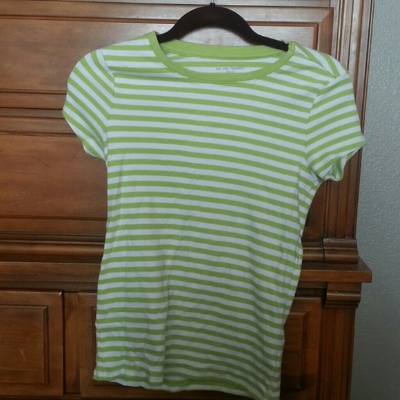 Green and white stripe cotton shirt