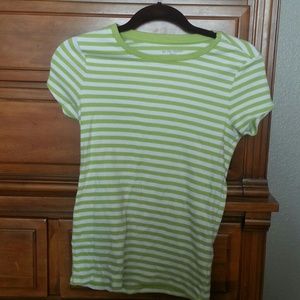 Green and white stripe cotton shirt