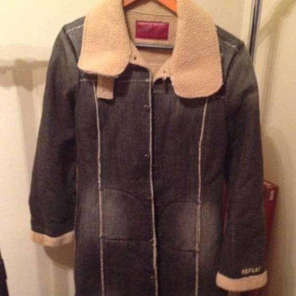 Brand new denim & shirling long coat.
