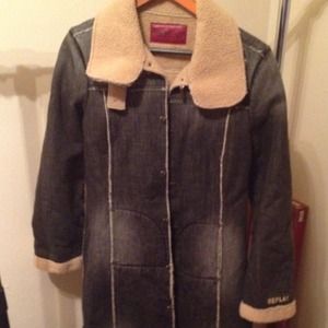 Brand new denim & shirling long coat.