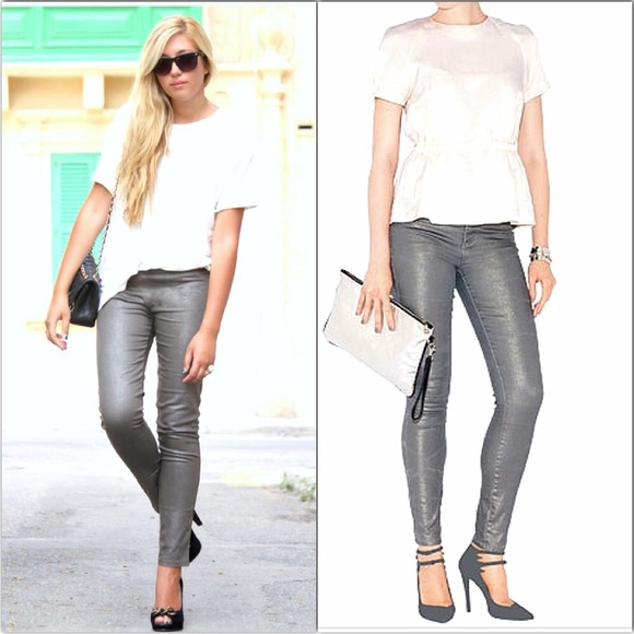 Silver shiny skinny jeans - Picture 1 of 4