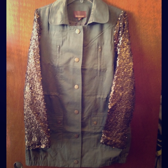 Hive & Honey dark green glitter sleeved jacket