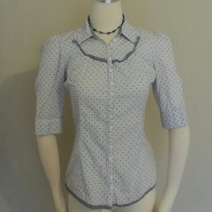 Anthropologie button up polka dot black & white