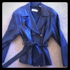 Black leather motorcycle jacket