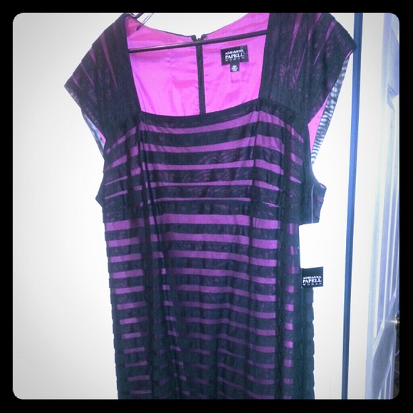 Andriana papell off shoulder pink and black