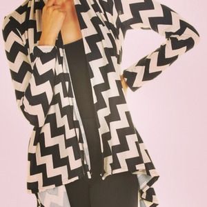 Chevron print sweater cardigan jacket size large