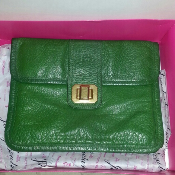 Large juicy couture leather green clutch