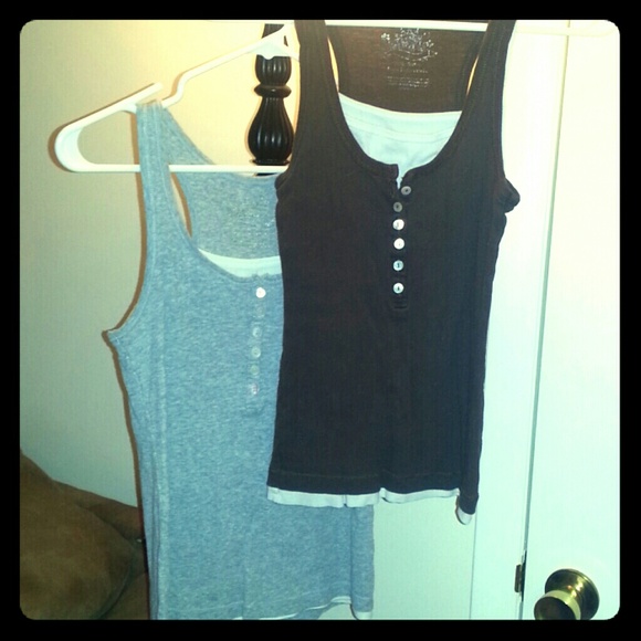Gray and brown tanks with built in cami