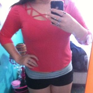 Coral cutout top
