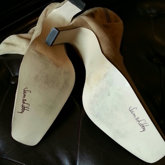 -SOLD-    Suede taupe beige knee hi boots - Picture 3 of 3