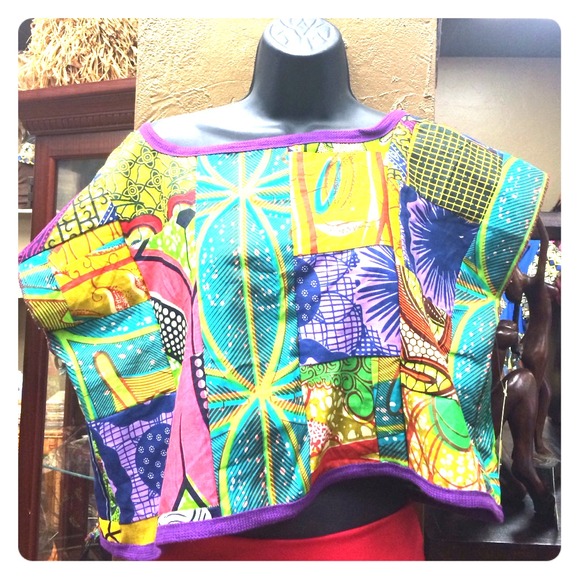 African print patchwork crop top
