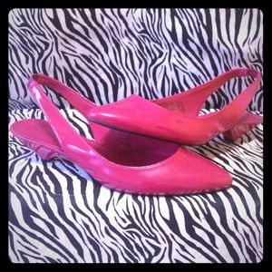 Hot Pink Kitten Heel Sling backs