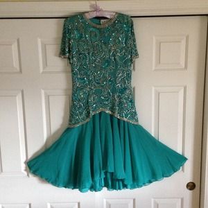 Cocktail dress, used once. By Oleg Cassini, teal.
