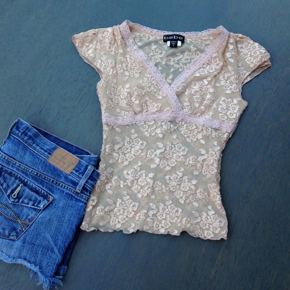 bebe Tops - Be be Lace Top and BJ Bag