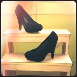 NWOT Black Suede Half Wedge Half Heels