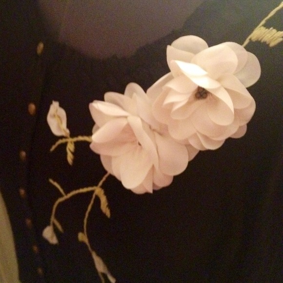 Christopher & Banks Sweaters - Black cardigan floral delight - vintage inspired