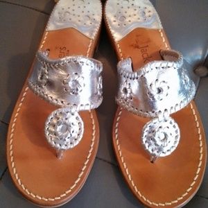 Jack Rogers Hamptons Navajo Sandal -Silver 8M