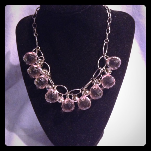 Silver Chain and Pink Bead Statement NWOT