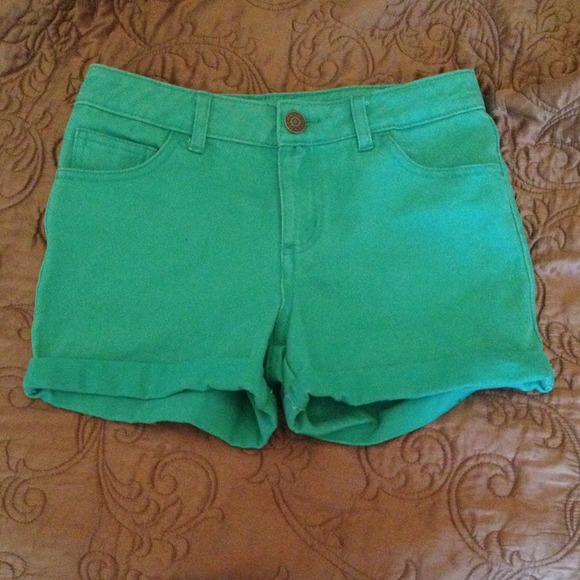 High waisted turquoise shorts