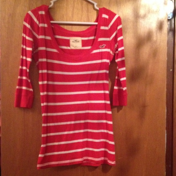 Bright red/orange & white stripped quarter length