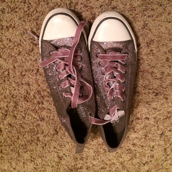 American Eagle Outfitters purple glitter shoes