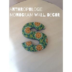 Anthropologie Monogram "S" Wall Decor