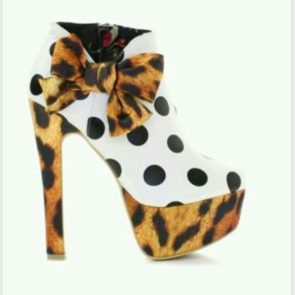 Polka dot platform ankle boots booties - Picture 3 of 3