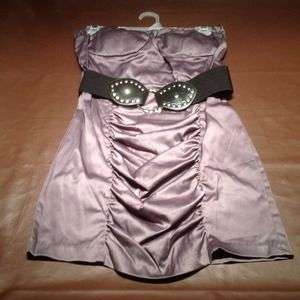 Silky charcoal grey dress with belt!