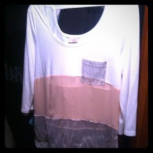 Tri color 3/4 top with glitter