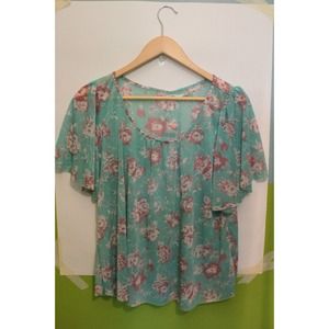 URBN Kimchi Blue Sheer Floral Top