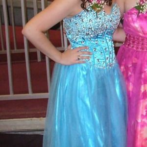 Blue sequin long dress