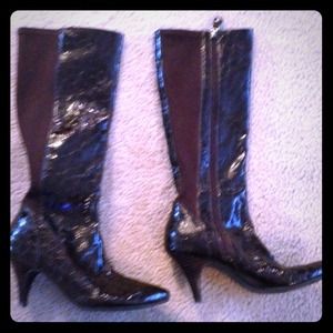 Brown animal skin textured boots