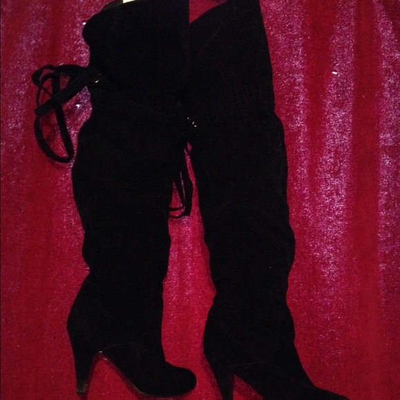 Knee high suede boots