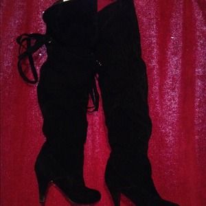 Knee high suede boots