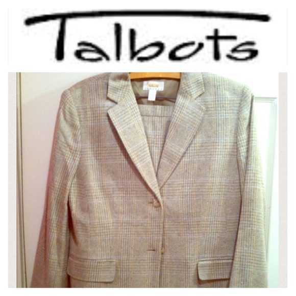 Talbots 💯% Silk Plaid Tweed Skirt Suit - Picture 1 of 4