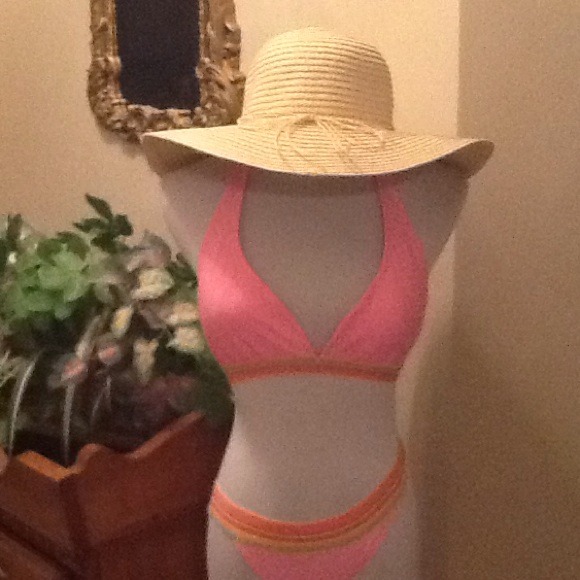 HOT PINK/ Striped Multi Colored 2/ Piece SwimSet - Picture 3 of 4