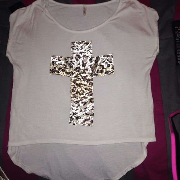 short front long back shirt with cross