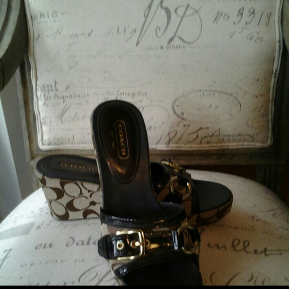 Coach brown with gold buckle shoe