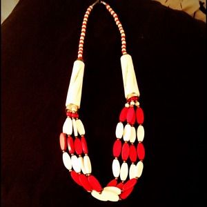Cream (White) and Red  Egyptian necklace