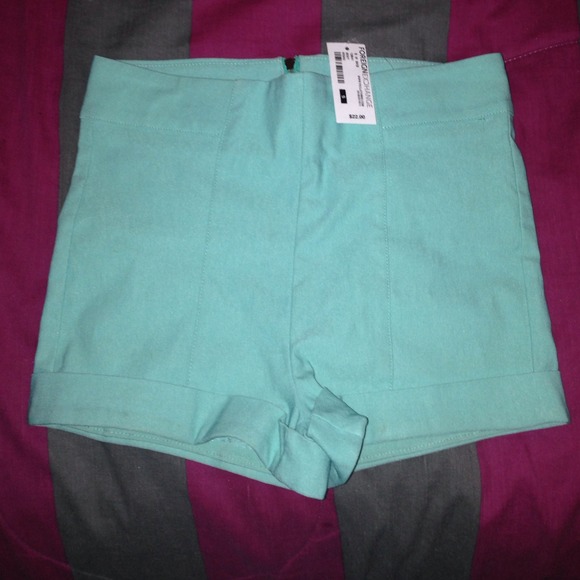 mint colored high wasted shorts