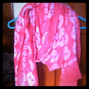 Coral colored skull infinity scarf
