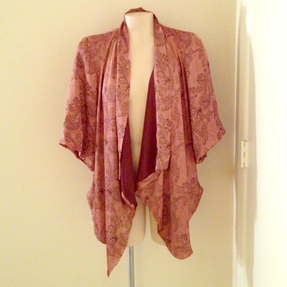 Soft pink and brown kimono drape cover up.