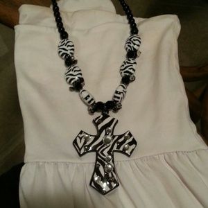 Zebra Cross Necklace