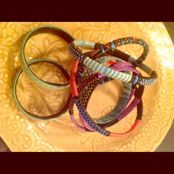 Jewelry - multi-colored, tribal pattern, woven bangles