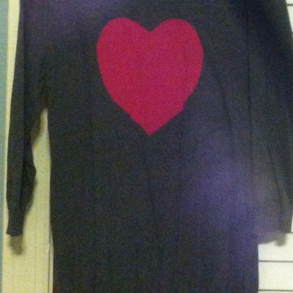 Grey w/ pink heart sweater
