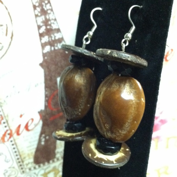 Apricot Pit Hook Earrings - Picture 2 of 5