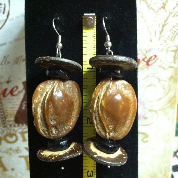 Apricot Pit Hook Earrings - Picture 5 of 5