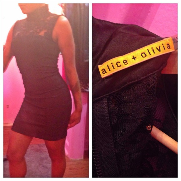 Alice and Olivia high neck/lace little black dress - Picture 2 of 3