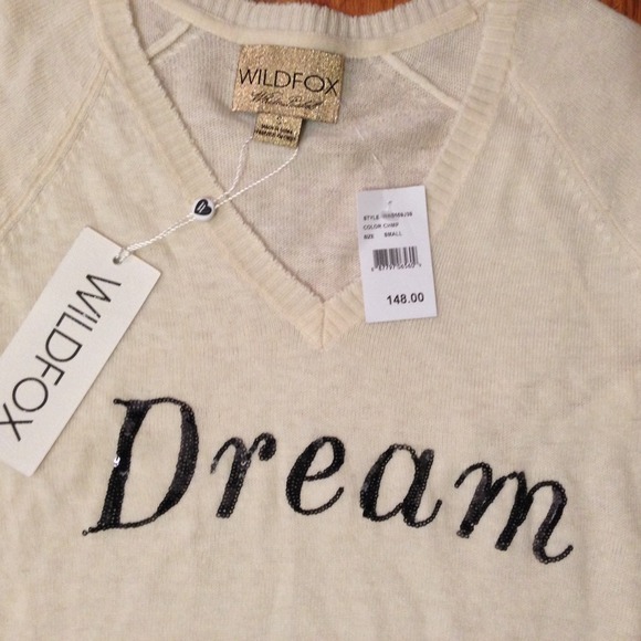 ON HOLD!!  White V-Neck Dream Sequined Sweater - Picture 2 of 4