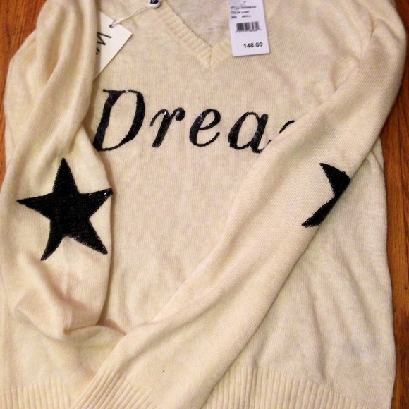 ON HOLD!!  White V-Neck Dream Sequined Sweater - Picture 4 of 4